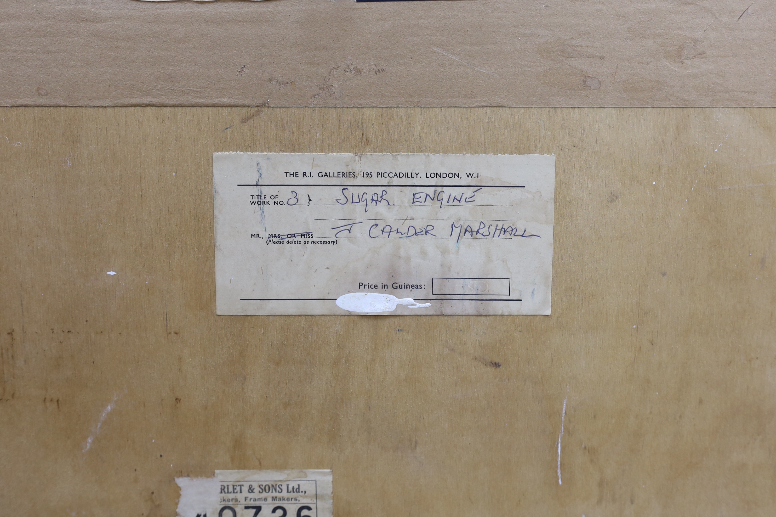 Jack Marshall, oil on board, 'Sugar Engine', signed and dated 1966, RI Exhibition, 45 x 59cm